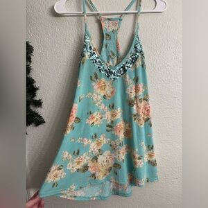 Rue21 Teal Floral Sequin Camisole